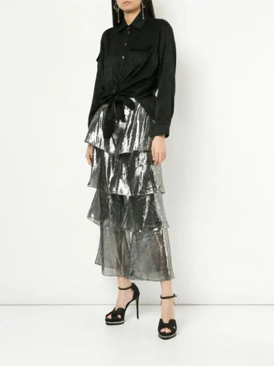 Shop Osman Lamé Tiered Trousers In Lame