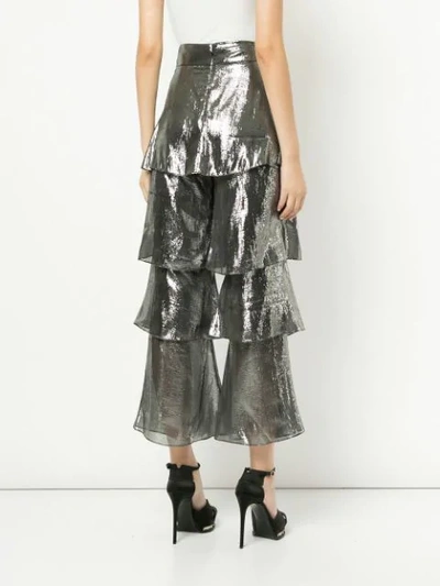 Shop Osman Lamé Tiered Trousers In Lame