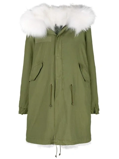 Shop Mr & Mrs Italy Fur Hood Parka Coat In C2 C1000 Green