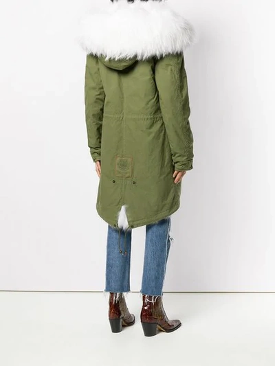 Shop Mr & Mrs Italy Fur Hood Parka Coat In C2 C1000 Green