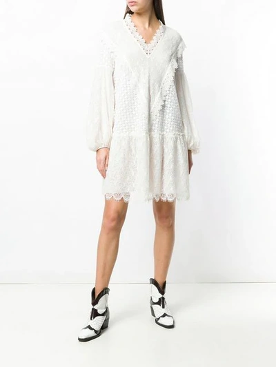 Shop Giamba V-neck Embroidered Lace Dress In White