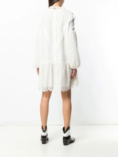 Shop Giamba V-neck Embroidered Lace Dress In White