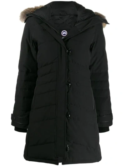 Shop Canada Goose Zipped Parka Coat In Black