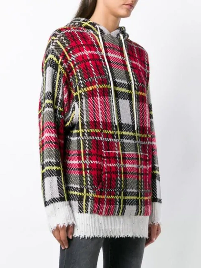 Shop R13 Cashmere Checked Hooded Sweater In Red