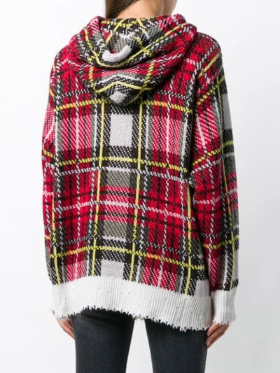 Shop R13 Cashmere Checked Hooded Sweater In Red