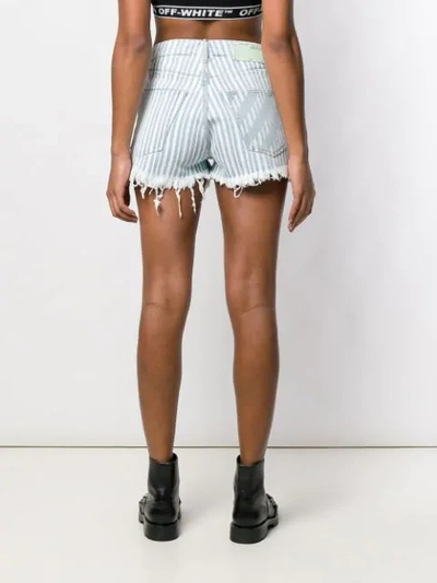 Shop Off-white Diag Striped Denim Shorts In Blue