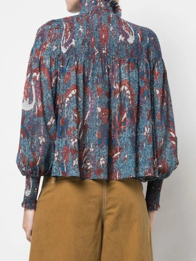 Shop Ulla Johnson Dune Smocked Blouse In Blue