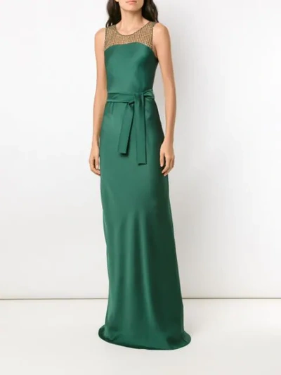 Shop Gloria Coelho Long Panelled Dress In Green