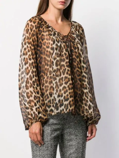 Shop N°21 Bluse Mit Leoparden-print In Brown