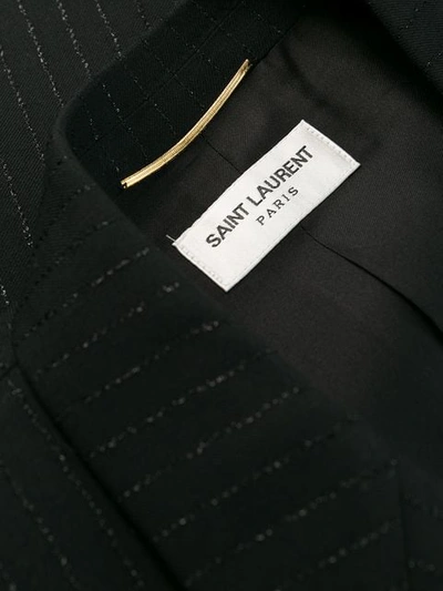 Shop Saint Laurent Embroidered Striped Blazer In Black