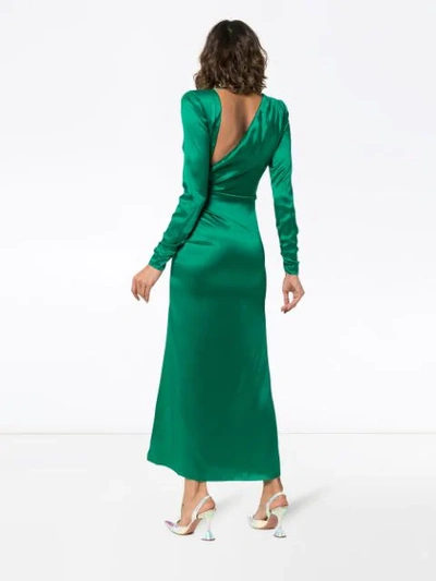 Shop Alessandra Rich  Slashed Embellished Silk Gown In 105 - Green