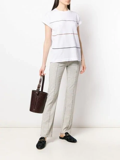 BRUNELLO CUCINELLI BEAD EMBROIDERY T-SHIRT - 白色