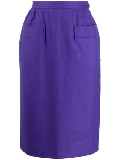 Pre-owned Saint Laurent Yves   1980's Tailored Pencil Skirt - Purple