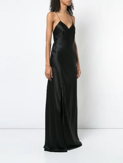 Shop Michelle Mason Strappy Wrap Gown In Black