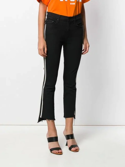 Shop Mother Side Stripe Cropped Jeans In Black