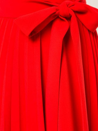 Shop Dalood Pleated Long Skirt In Red