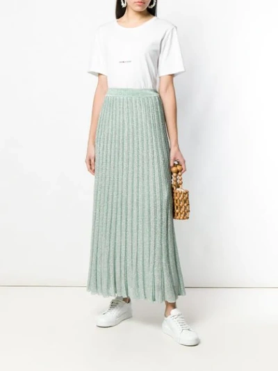 Shop Missoni Glitter Knitted Skirt In Green