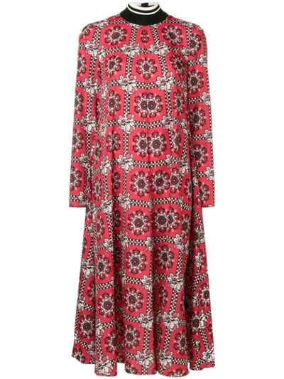 Shop Red Valentino Printed Mid-length Dress In Red
