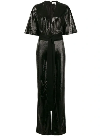 Shop Galvan Galaxy Sequin Jumpsuit In Black