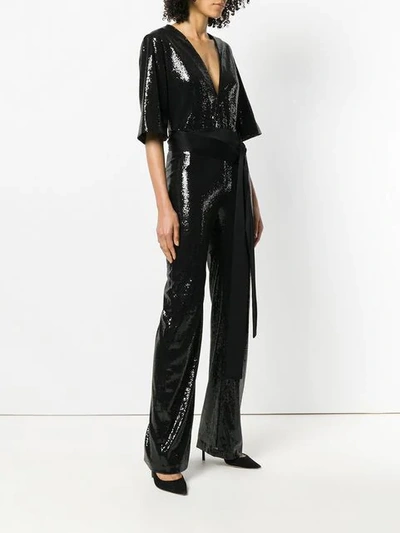 Shop Galvan Galaxy Sequin Jumpsuit In Black