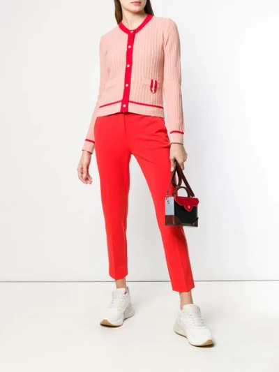 Shop Pinko Contrast Trim Cardigan In Pink