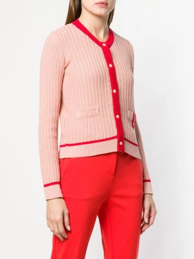 Shop Pinko Contrast Trim Cardigan In Pink