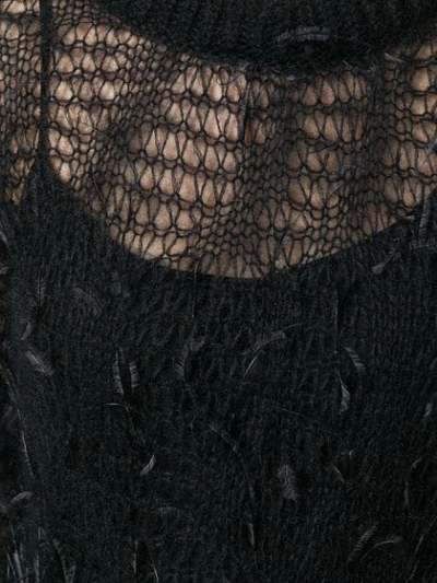 Shop N°21 Open Knit Feather Sweater In Black