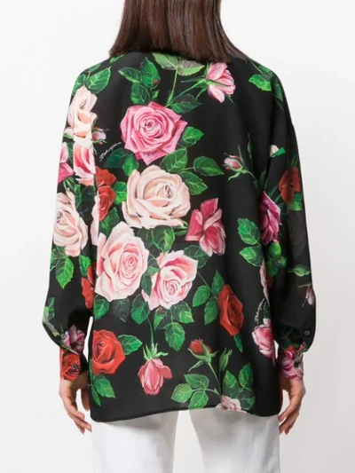 Shop Dolce & Gabbana Rose Print Shirt In Black