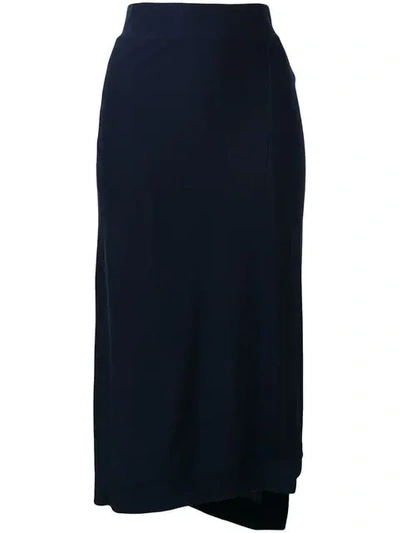 Shop Pringle Of Scotland Asymetric Wrap Skirt In Dark Navy In Blue