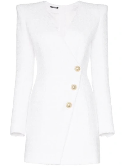 Shop Balmain Asymmetrisches Blazerkleid In C137 White