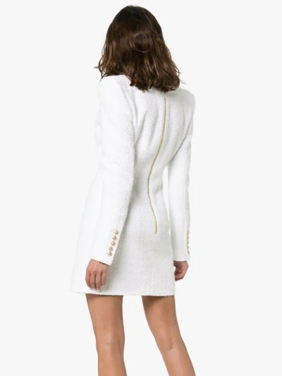 Shop Balmain Asymmetrisches Blazerkleid In C137 White