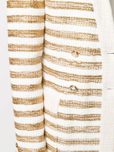 Shop Alessandra Rich Striped Double Breasted Blazer In Gold