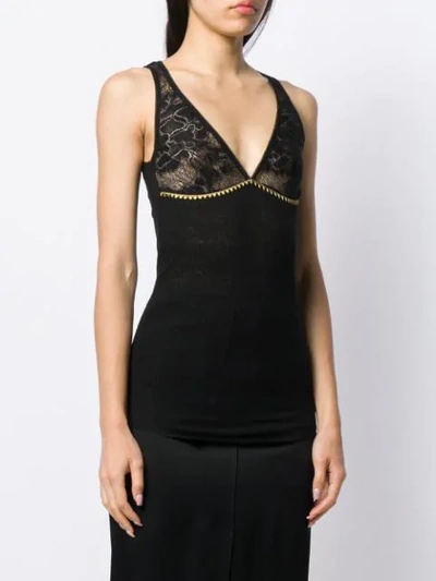 Shop Forte Forte Lace Panel Tank Top In Black