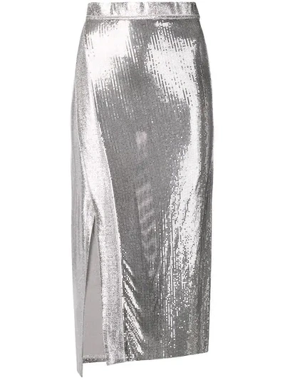Shop Rabanne Paco  Sequin Party Skirt - Grey
