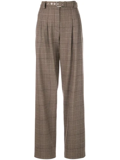 Shop Proenza Schouler Exaggerated Plaid Suiting Pants In Brown