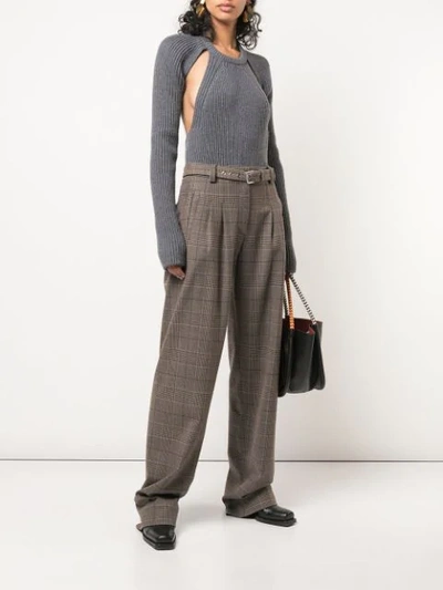 Shop Proenza Schouler Exaggerated Plaid Suiting Pants In Brown