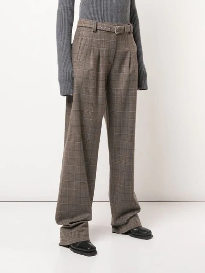 Shop Proenza Schouler Exaggerated Plaid Suiting Pants In Brown