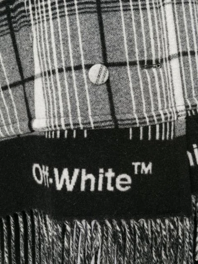 OFF-WHITE 流苏格纹印花外套 - 黑色