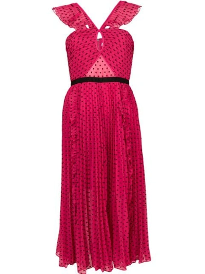 Shop Self-portrait Kleid Mit Rüschen In Pink