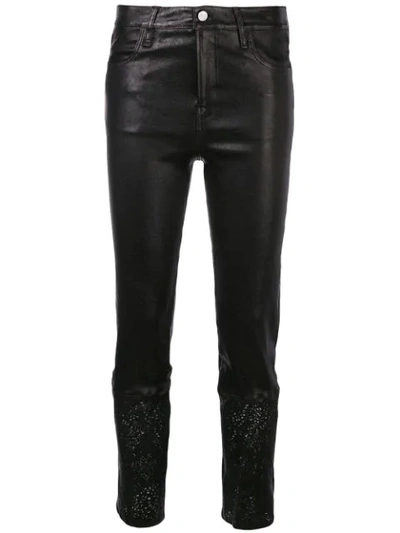 Shop J Brand Cut-out Trim Skinny Trousers In Black