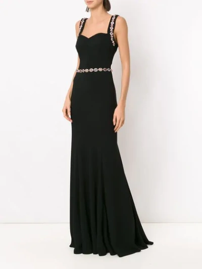 Shop Dolce & Gabbana Crystal Embellished Gown In Black