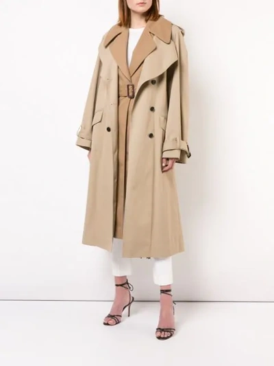 Shop Adam Lippes Fringe Detailed Trench Coat In Neutrals