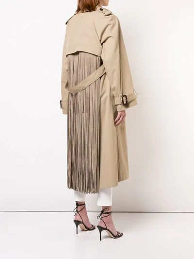 Shop Adam Lippes Fringe Detailed Trench Coat In Neutrals