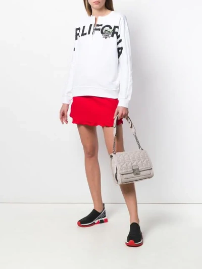 Shop Karl Lagerfeld Karlifornia Half-zip Sweatshirt In White