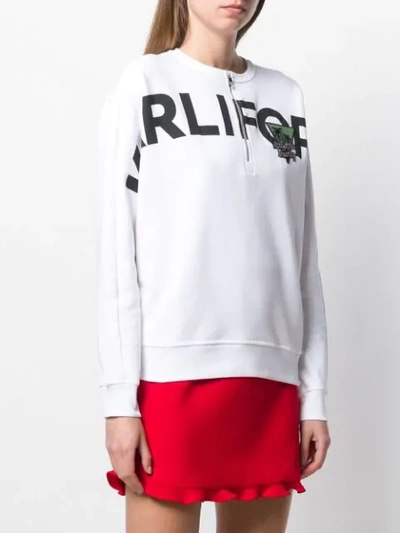 Shop Karl Lagerfeld Karlifornia Half-zip Sweatshirt In White