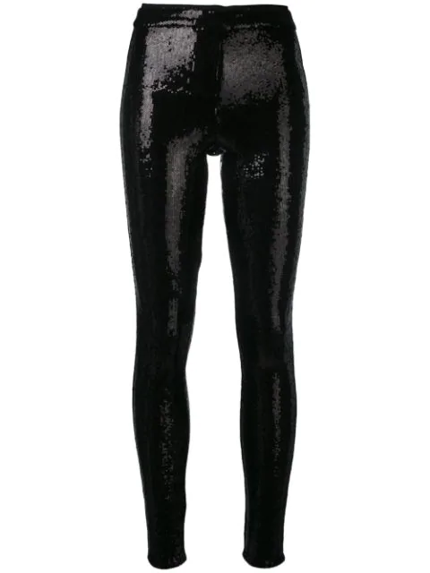 Alice And Olivia Sequinned Skinny Trousers In Black | ModeSens