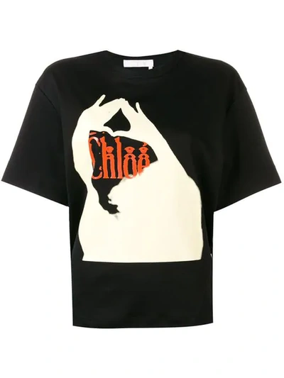 Shop Chloé Logo Print T-shirt In Black