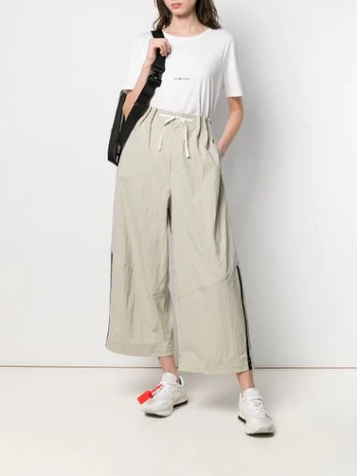 Shop Y-3 Side Stripe Trousers In Neutrals