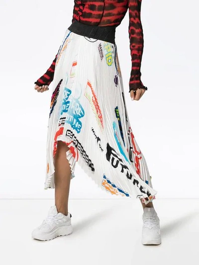 Shop Marine Serre Logo Printed Pleated Midi Skirt