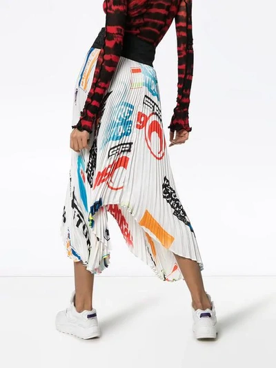 Shop Marine Serre Logo Printed Pleated Midi Skirt